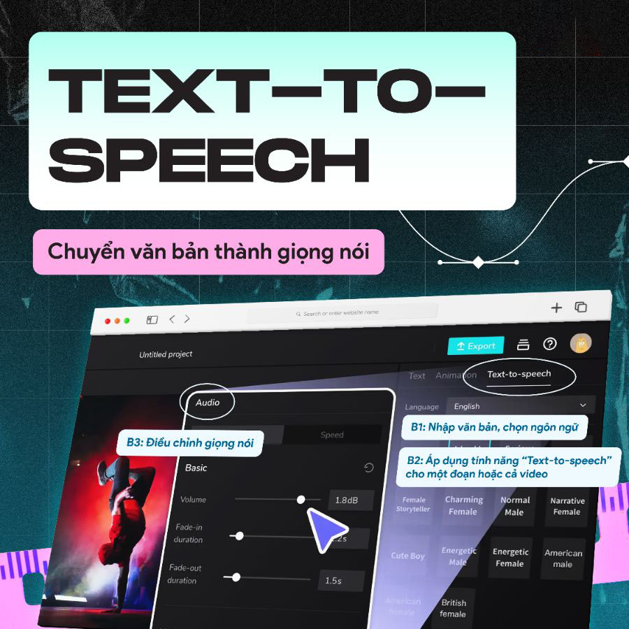 Tính năng trên CapCut 1: Text-to-speech